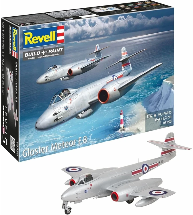 Revell Gloster Meteor F.8 1:32 plastikinis lėktuvo surenkamas modelis 42,2 cm