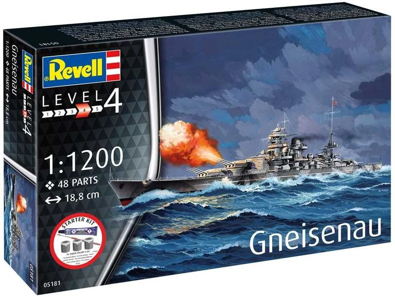 Revell Gneisenau karo laivo modelis 1:1200 dovanų rinkinys