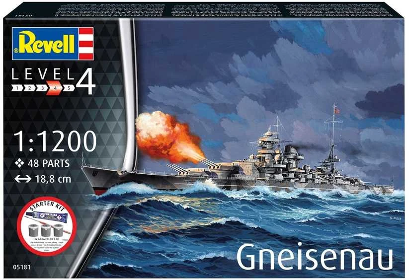 Revell Gneisenau karo laivo modelis 1:1200 dovanų rinkinys