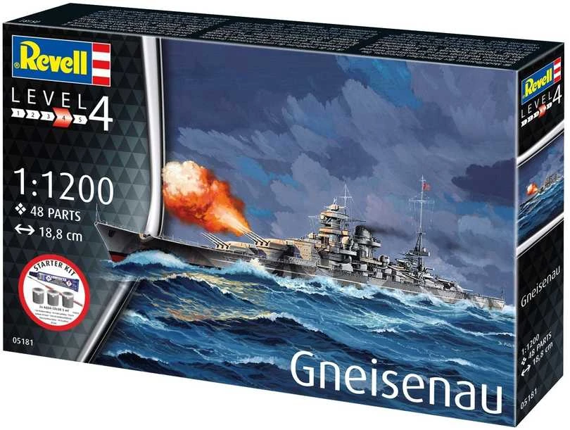 Revell Gneisenau karo laivo modelis 1:1200 dovanų rinkinys