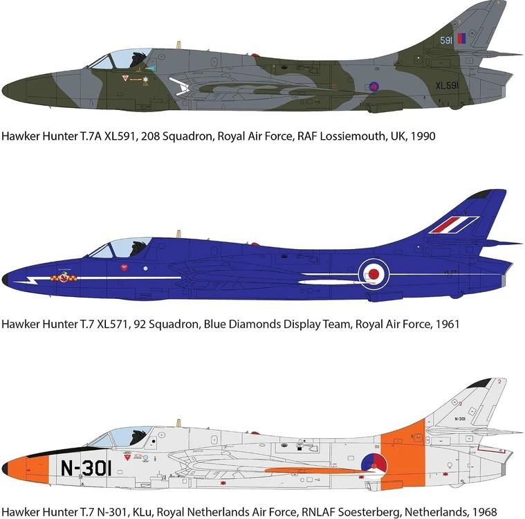 Revell Hawker Hunter T.7/T.7A surenkamas lėktuvo modelis 1/32 03786