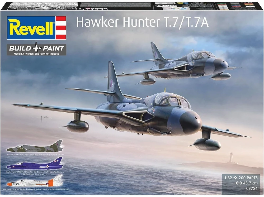 Revell Hawker Hunter T.7/T.7A surenkamas lėktuvo modelis 1/32 03786