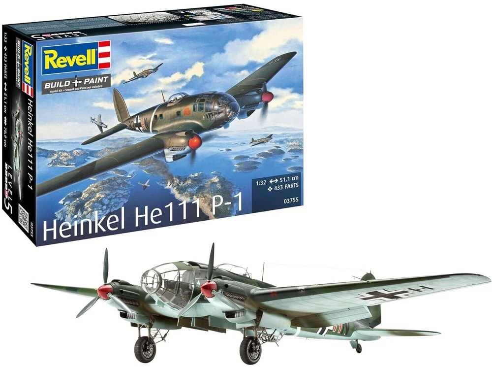 Revell Heinkel He 111 P-1 plastikinis lėktuvo modelis 1/32, 51 cm