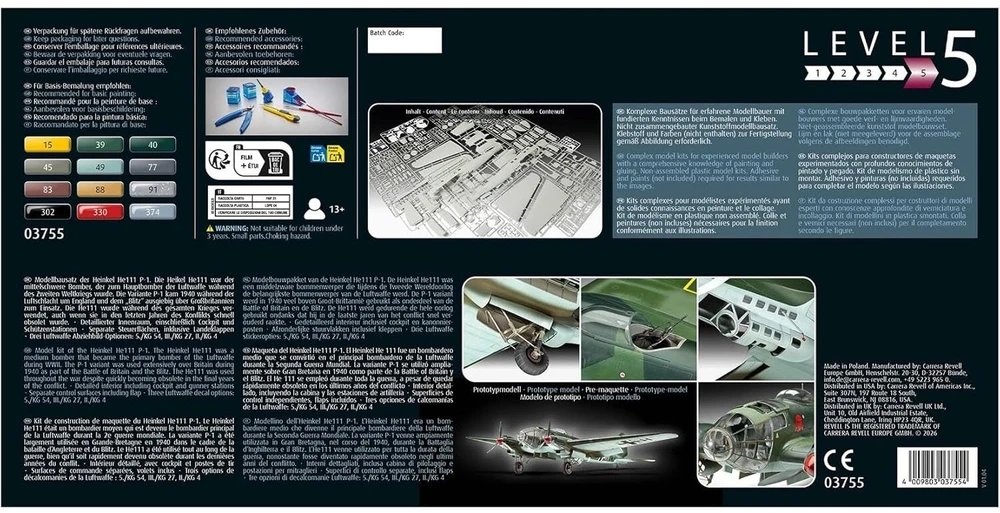 Revell Heinkel He 111 P-1 plastikinis lėktuvo modelis 1/32, 51 cm