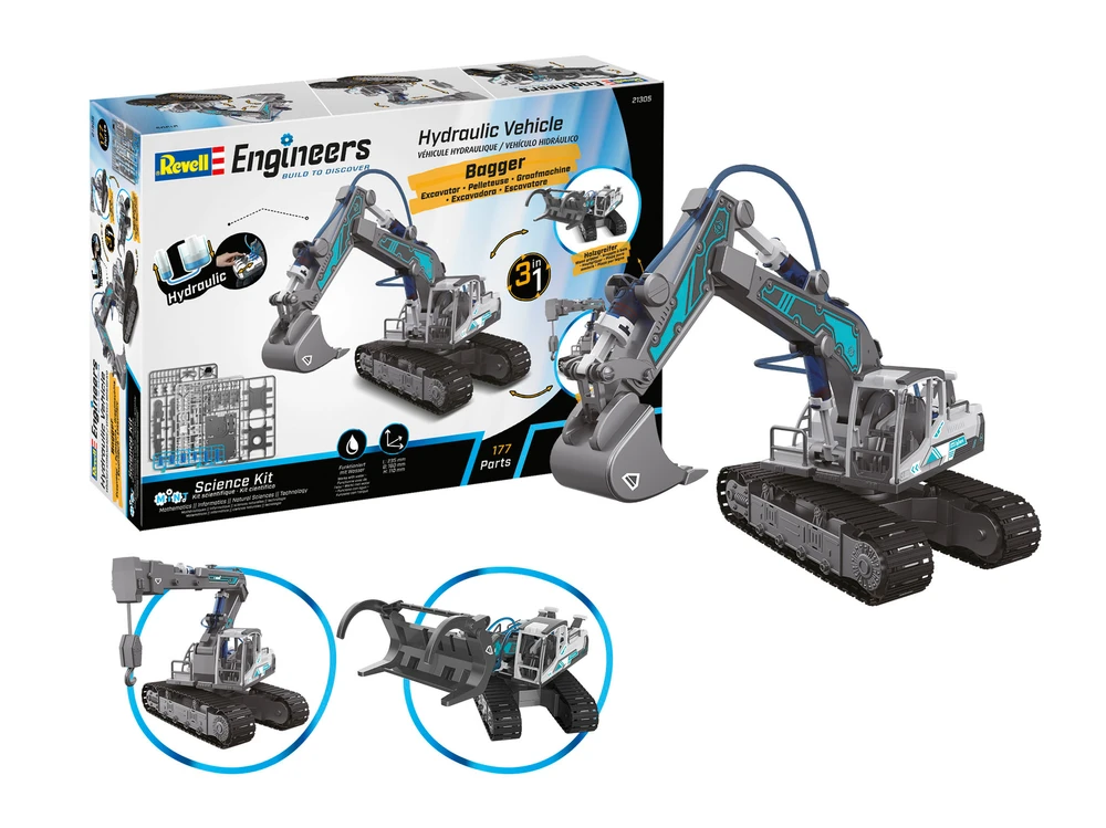 Revell Hidraulinis ekskavatorius 3in1, 1:24 surenkamas modelis (21305)