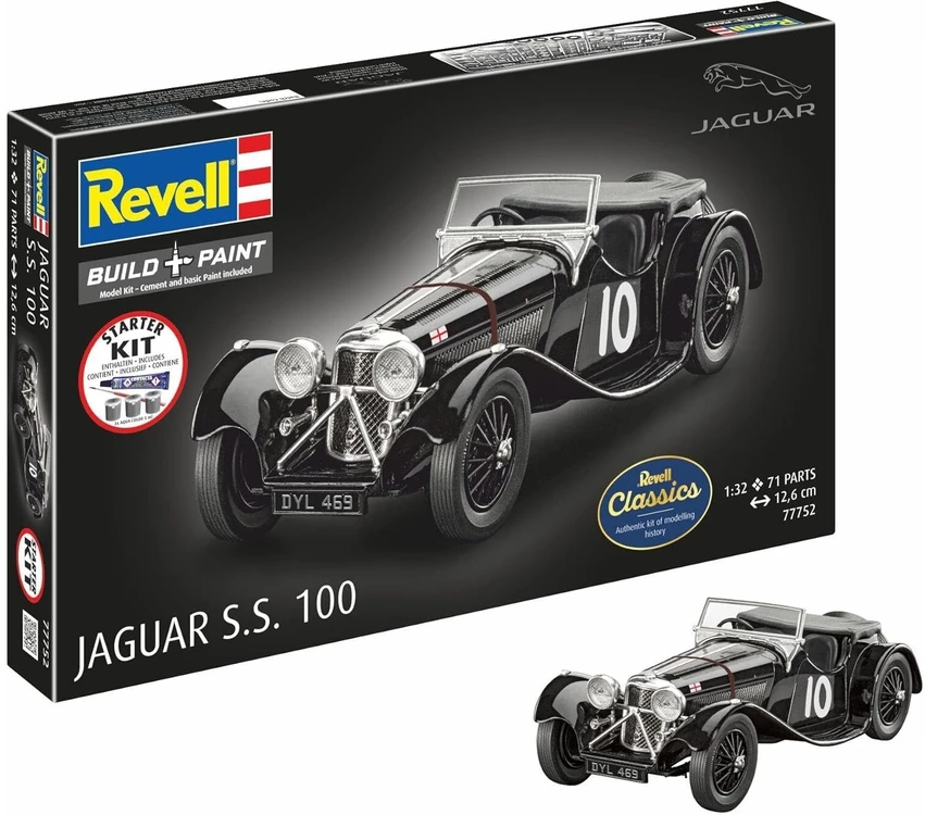 Revell Jaguar SS 100 1/32 plastikinis surenkamas modelis dovanų rinkinys