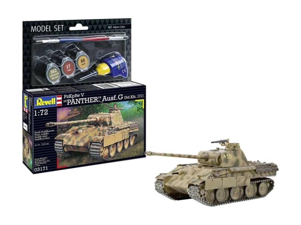 Revell PzKpfw V Panther Ausf.G 1/72 dovanų rinkinys su dažais, klijais