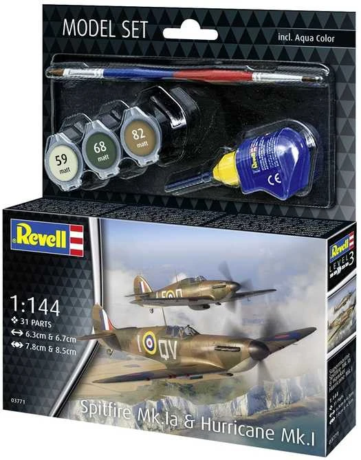 Revell Spitfire Mk.Ia ir Hurricane Mk.I dovanų rinkinys 1/144 (63771)