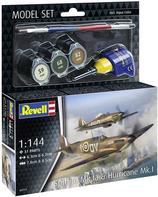 Revell Spitfire Mk.Ia ir Hurricane Mk.I dovanų rinkinys 1/144 (63771)