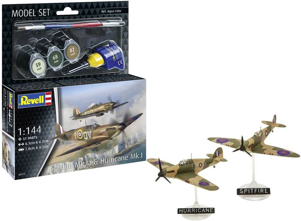 Revell Spitfire Mk.Ia ir Hurricane Mk.I dovanų rinkinys 1/144 (63771)