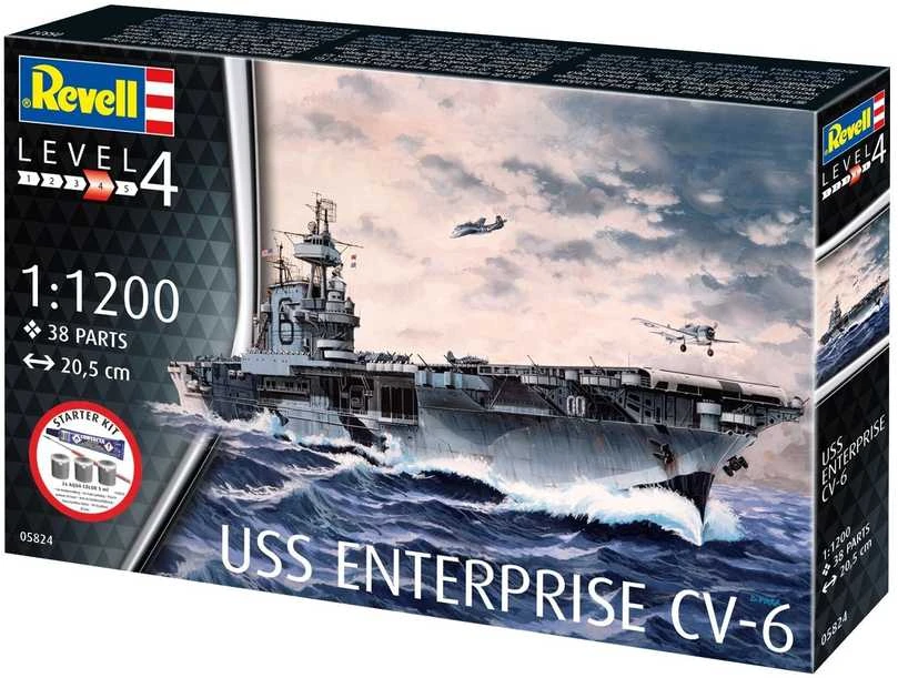 Revell USS Enterprise CV-6 laivo rinkinys su dažais, 1/1200