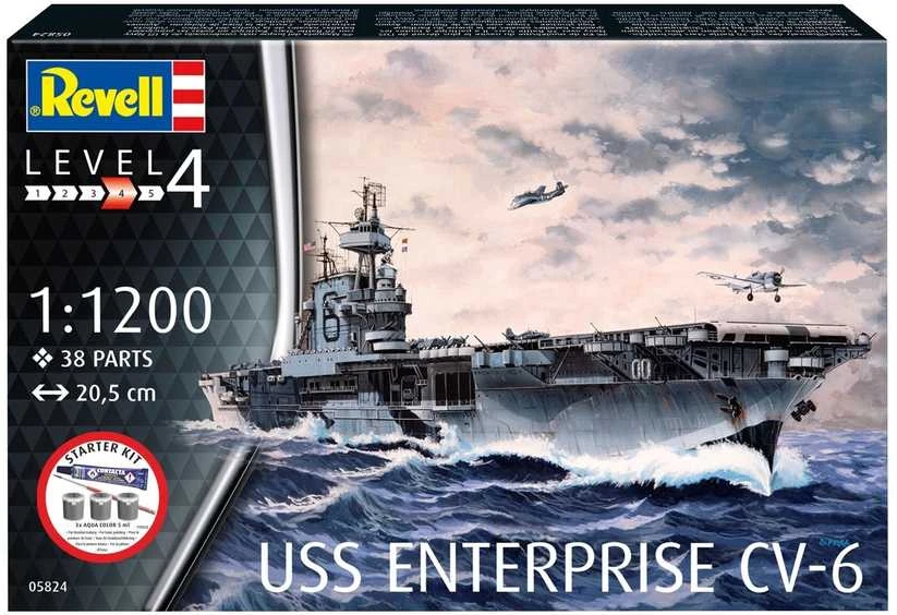 Revell USS Enterprise CV-6 laivo rinkinys su dažais, 1/1200