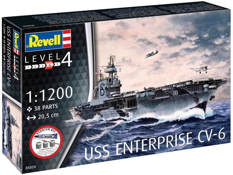 Revell USS Enterprise CV-6 laivo rinkinys su dažais, 1/1200