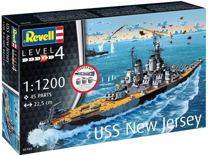 Revell USS New Jersey karo laivo modelis 1:1200 dovanų rinkinys