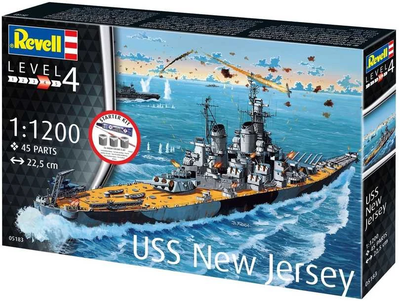 Revell USS New Jersey karo laivo modelis 1:1200 dovanų rinkinys