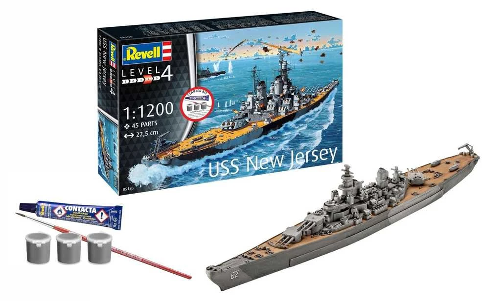 Revell USS New Jersey karo laivo modelis 1:1200 dovanų rinkinys