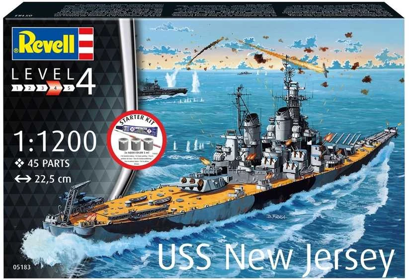 Revell USS New Jersey karo laivo modelis 1:1200 dovanų rinkinys