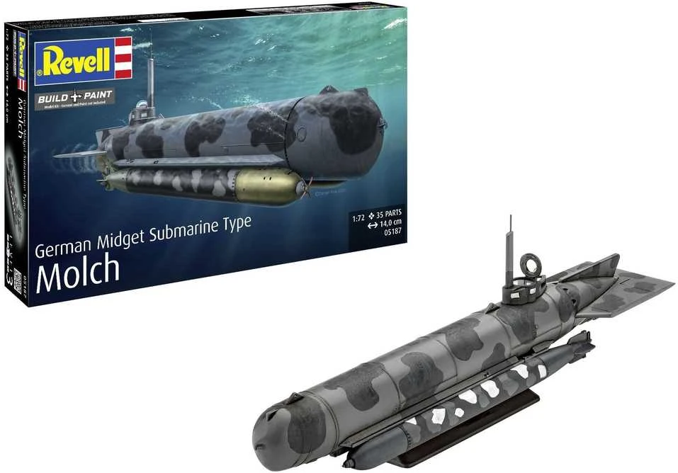 Revell vokiečių mini povandeninis laivas Type Molch 1/72 – surinkimo rinkinys