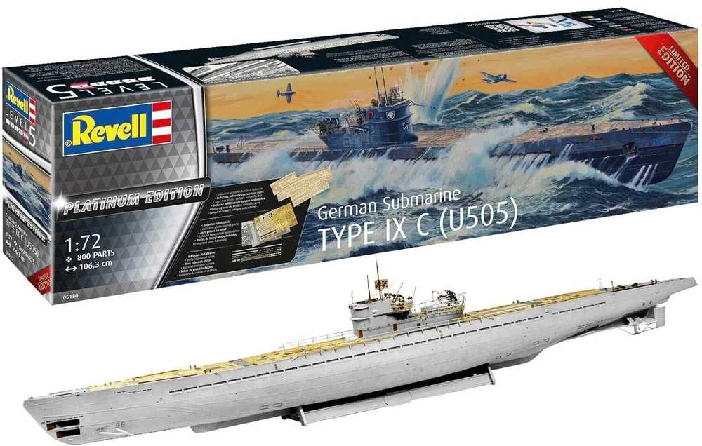 Revell Vokiečių povandeninis laivas Type IXC Platinum Edition, 1/72, 95 cm