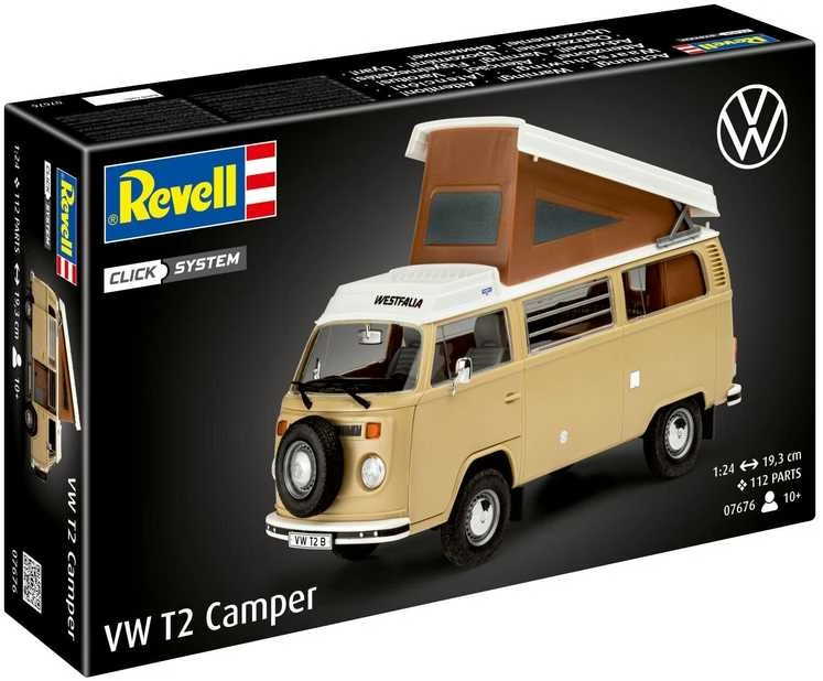 Revell VW T2 Camper 1:24 Click System plastikinis modelis (be klijų)