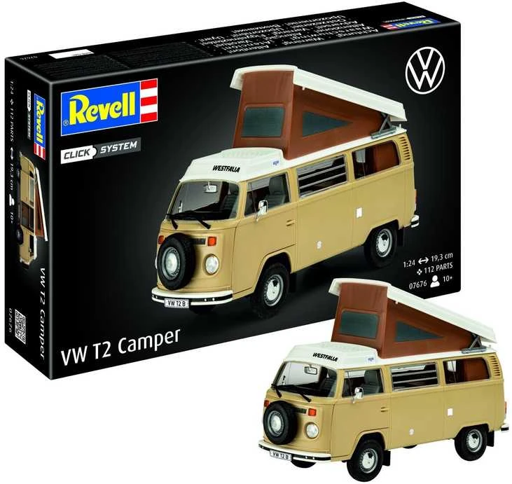 Revell VW T2 Camper 1:24 Click System plastikinis modelis (be klijų)