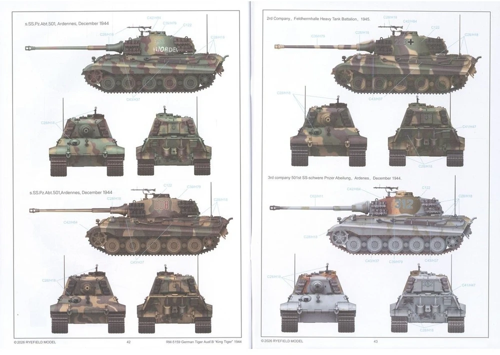 RFM 1/35 King Tiger (Tiger II) plastikinis tanko modelis su pilnu interjeru, skaidrus