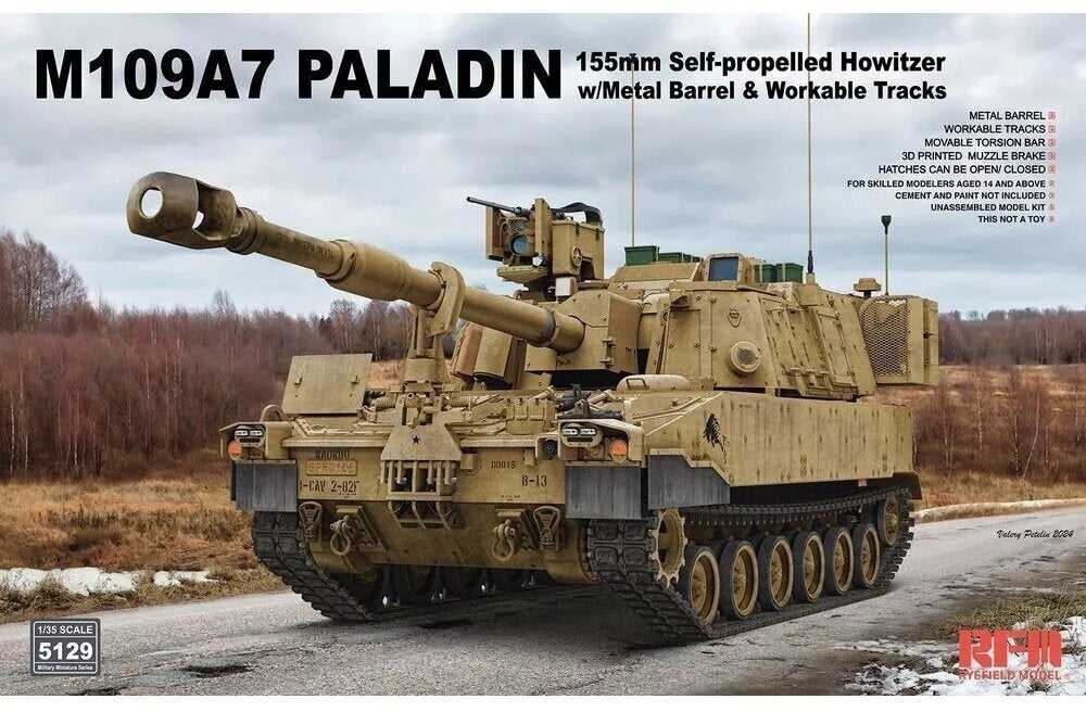 RFM M109A7 Paladin savaeigė haubica 1/35 surenkamas plastiko rinkinys