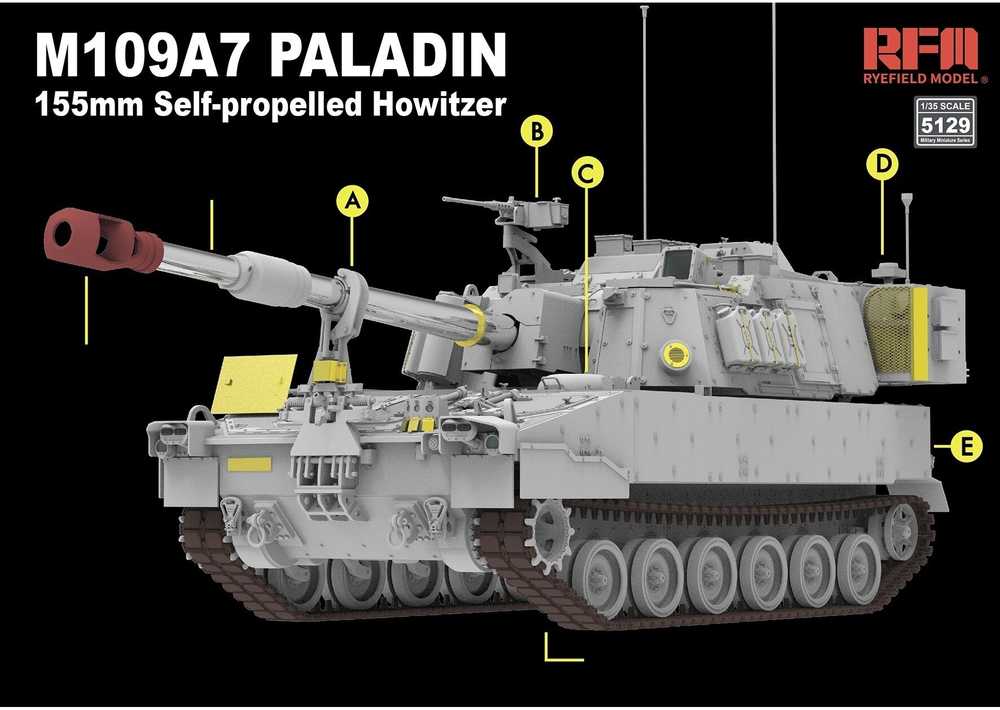 RFM M109A7 Paladin savaeigė haubica 1/35 surenkamas plastiko rinkinys