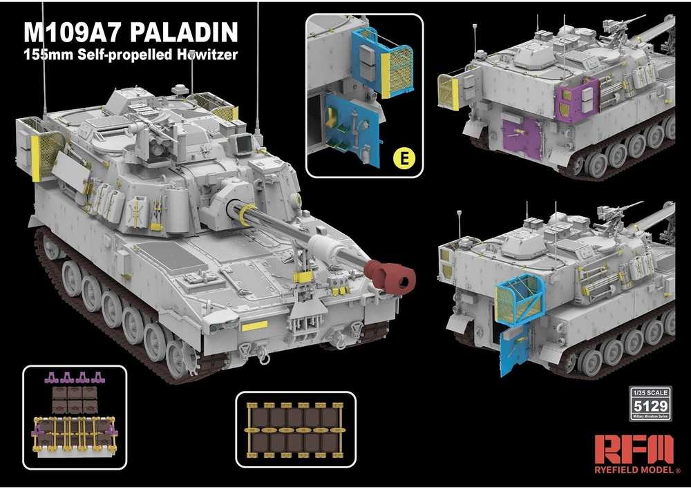 RFM M109A7 Paladin savaeigė haubica 1/35 surenkamas plastiko rinkinys
