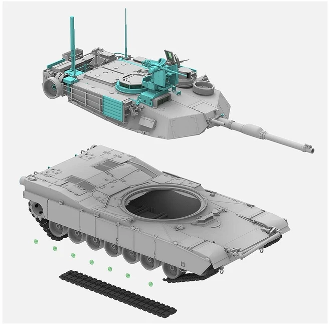 RFM M1A2 SEP V2 Abrams JAV pagrindinis kovos tankas 1/35 plastikinis modelis