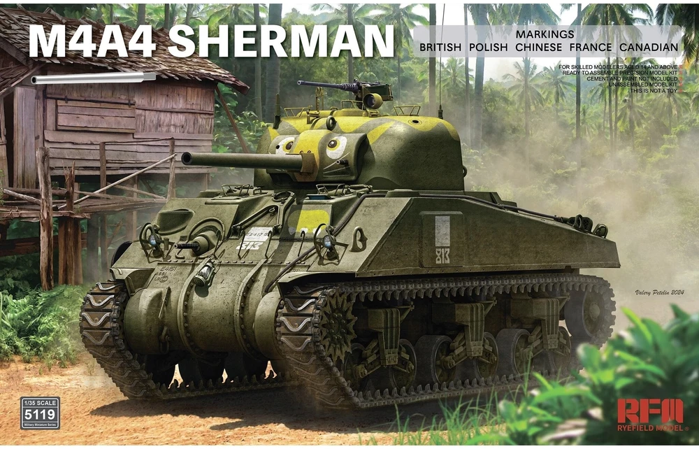 RFM M4A4 Sherman 1/35 plastikinis surenkamas tanko modelis su lipdukais