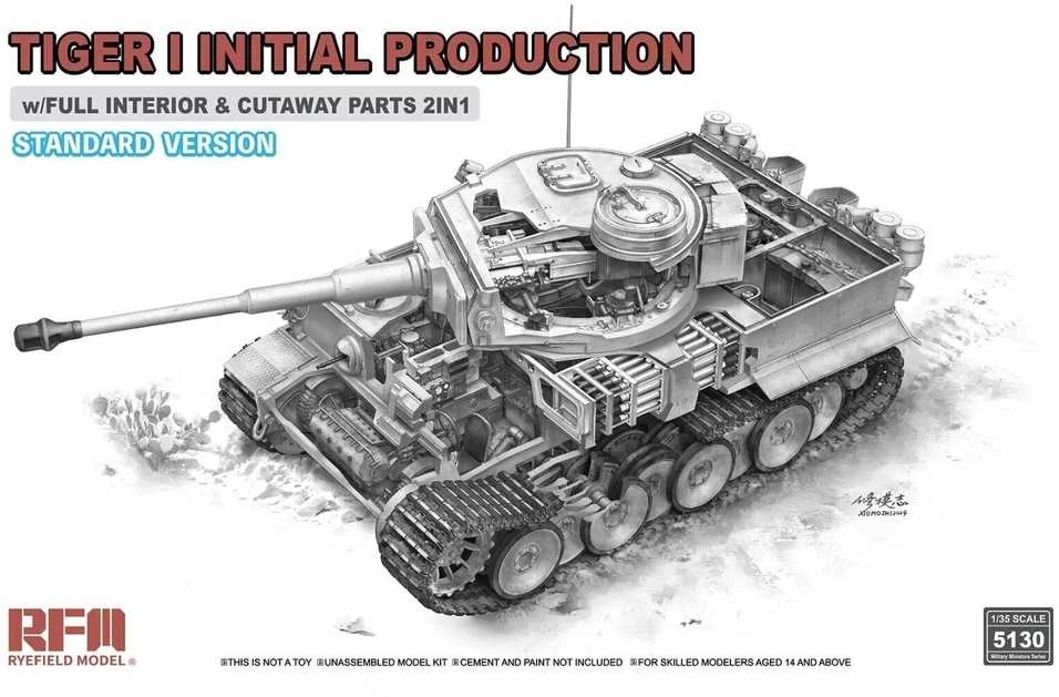RFM Rye Field 1/35 Tiger I ankstyvas plastikinis tanko modelis su interjeru