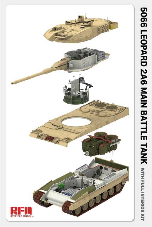 RFM Rye Field Leopard 2A6 tanko modelis su interjeru 1/35