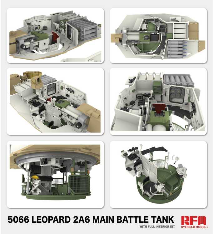 RFM Rye Field Leopard 2A6 tanko modelis su interjeru 1/35
