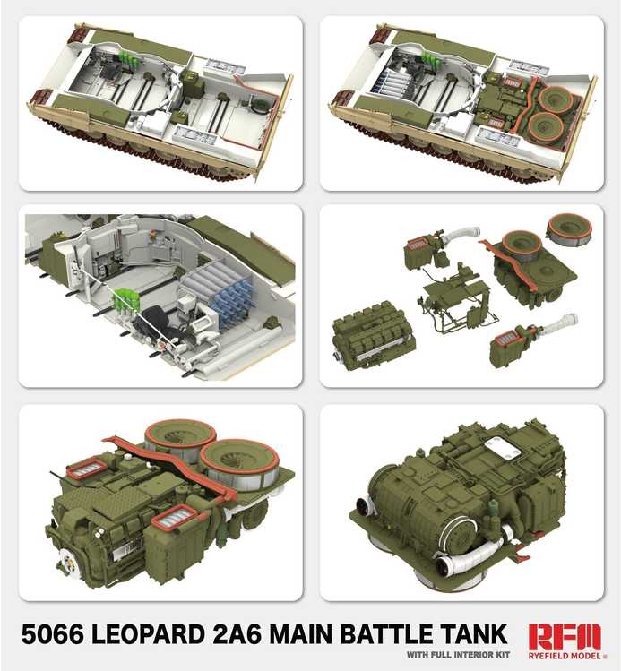 RFM Rye Field Leopard 2A6 tanko modelis su interjeru 1/35
