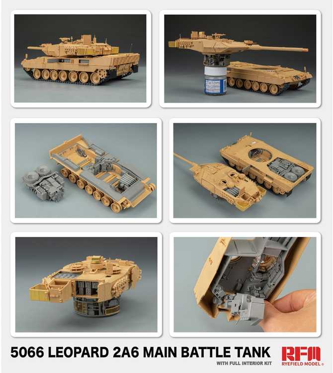 RFM Rye Field Leopard 2A6 tanko modelis su interjeru 1/35
