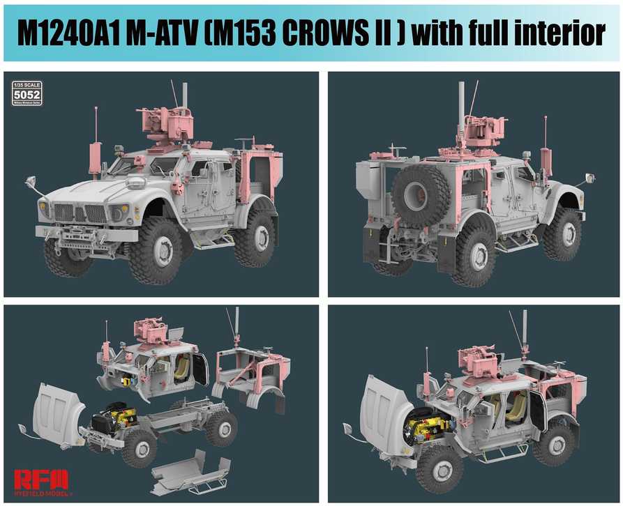 RFM Rye Field M1240A1 M-ATV CROWS II 1/35, pilnas interjeras, surinkimo rinkinys