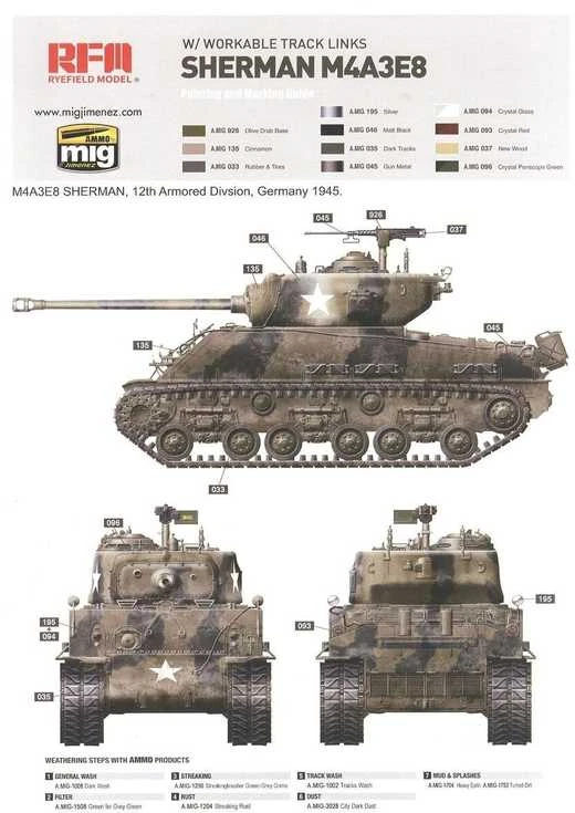 RFM Rye Field M4A3E8 Sherman Easy Eight tanko modelis 1/35
