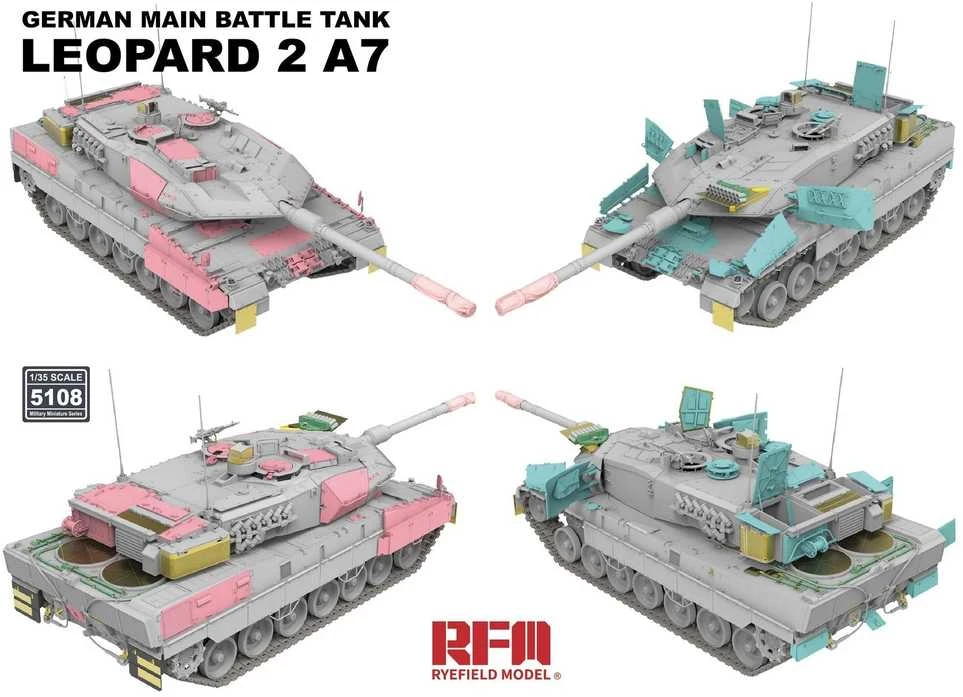 RFM Rye Field Model Leopard 2 A7 tankas 1/35 plastikinis surinkimo rinkinys