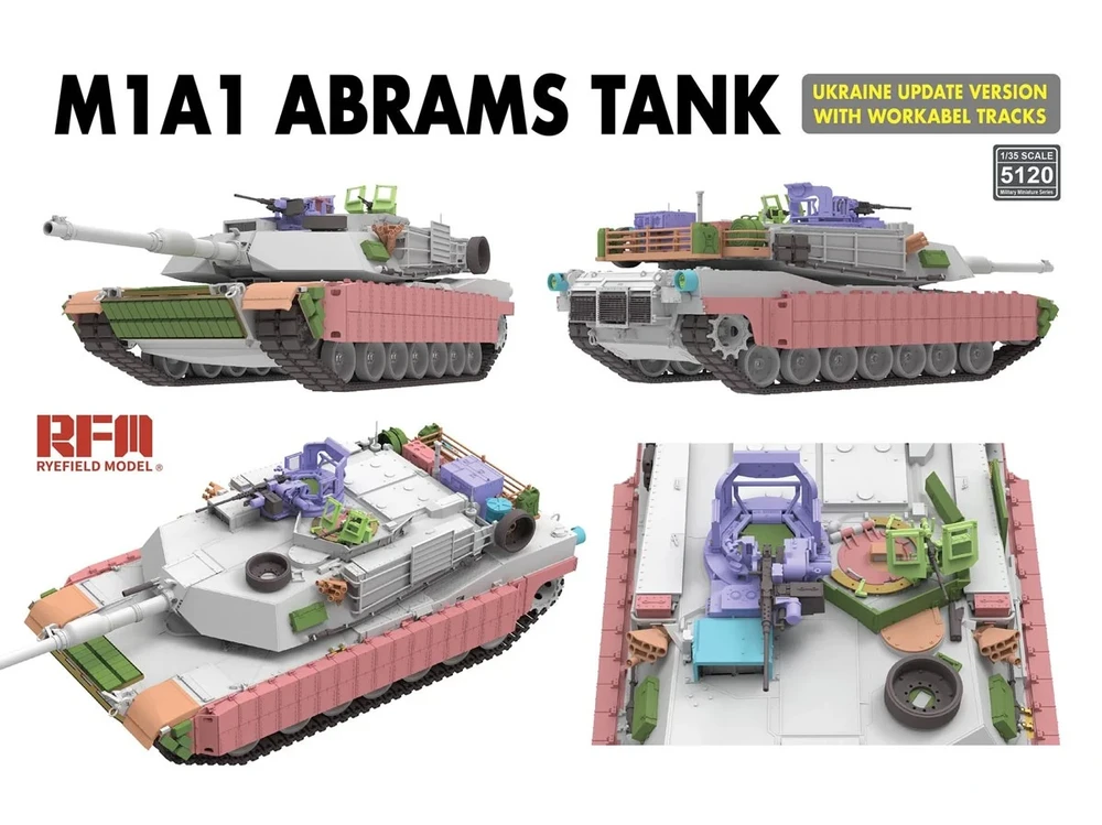 RFM Rye Field Model M1A1 Abrams Ukrainos atnaujinta versija 1/35, darbiniai vikšrai