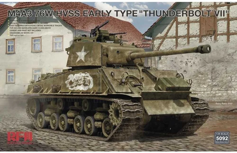 RFM Rye Field Model Sherman M4A3 76W HVSS Thunderbolt VII 1/35 plastikinis modelis