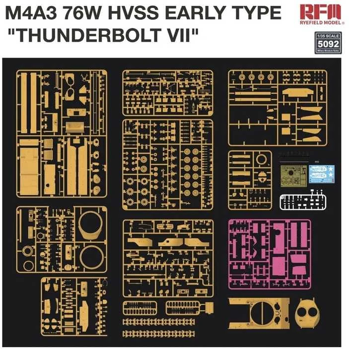RFM Rye Field Model Sherman M4A3 76W HVSS Thunderbolt VII 1/35 plastikinis modelis