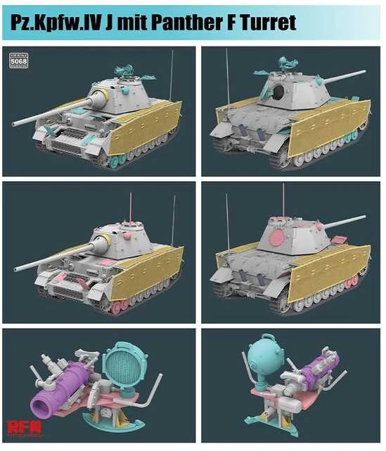 RFM Rye Field Pz.Kpfw. IV J su Panther F bokšteliu 1/35 plastikinis modelis