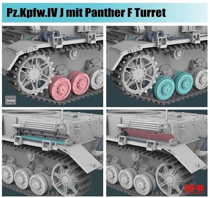 RFM Rye Field Pz.Kpfw. IV J su Panther F bokšteliu 1/35 plastikinis modelis