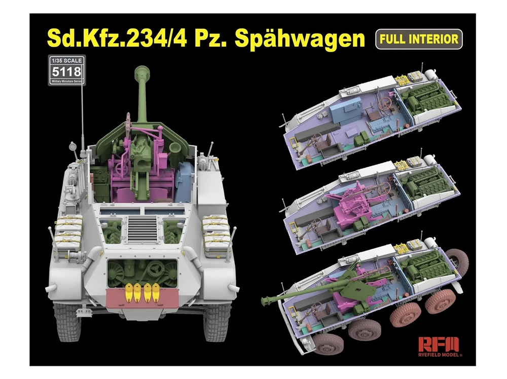 RFM Rye Field Sd.Kfz.234/4 Panzerspähwagen 1/35 su pilnu interjeru (5118)