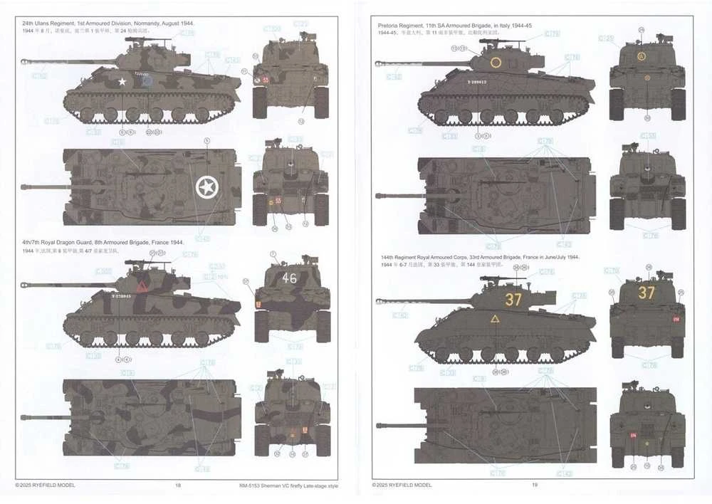 RFM Rye Field Sherman VC Firefly vėlyvas, 1/35 tanko modelis
