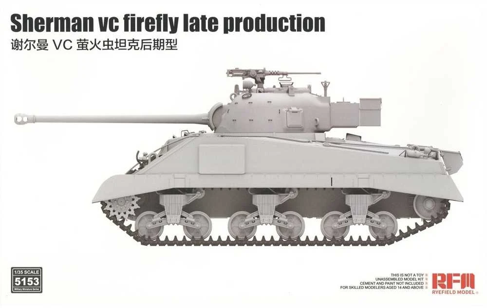 RFM Rye Field Sherman VC Firefly vėlyvas, 1/35 tanko modelis