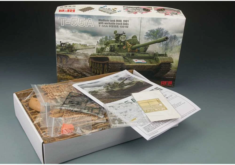 RFM Rye Field T-55A tanko 1981 1/35 rinkinys su judančiais vikšrais