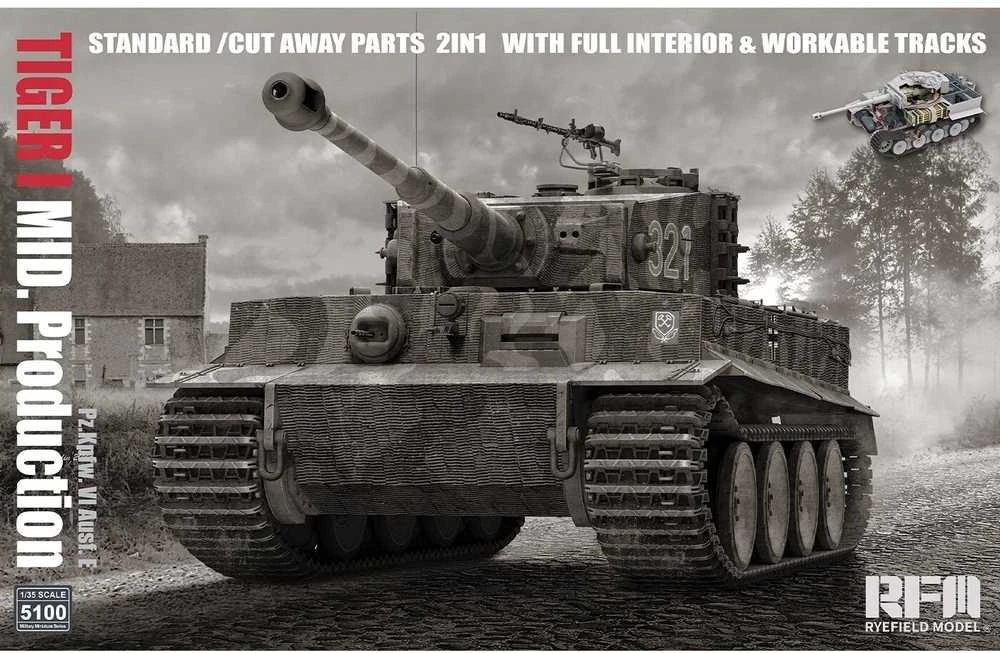 RFM Rye Field Tiger I tankas vid. gamyba 2in1 pilnas interjeras 1/35