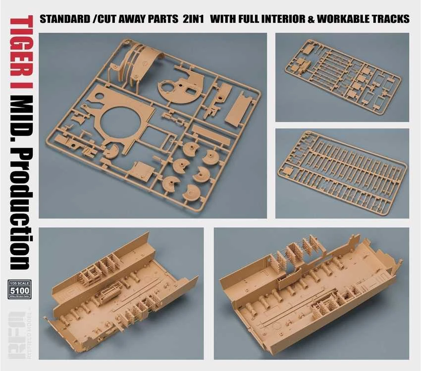 RFM Rye Field Tiger I tankas vid. gamyba 2in1 pilnas interjeras 1/35